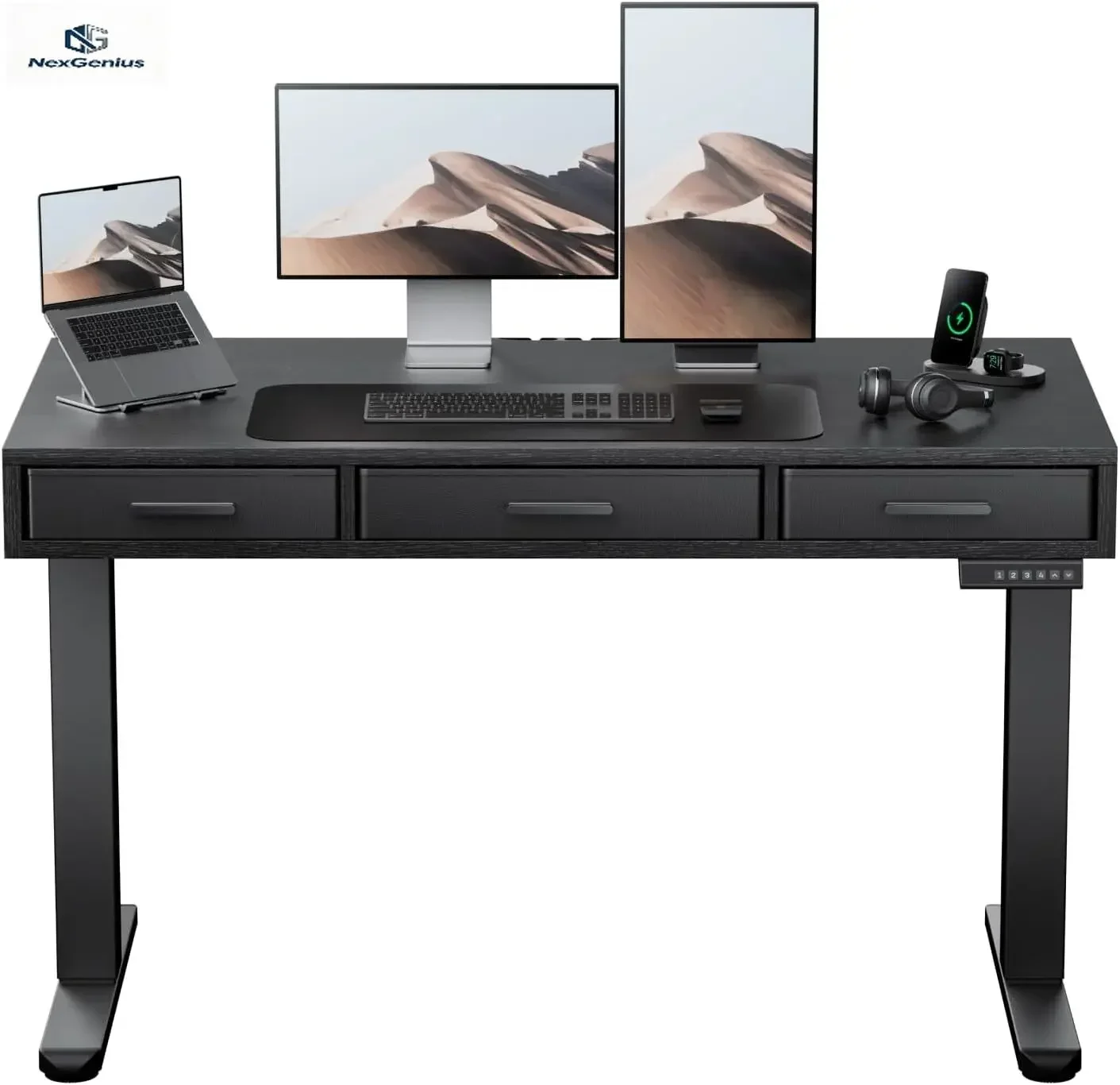 Adjustable Sit Stand Desk With Drawers C Clamp Mount 48 X 24 Inch Height Sit Stand Desk Home Office Desk 4 Custom Height Setting