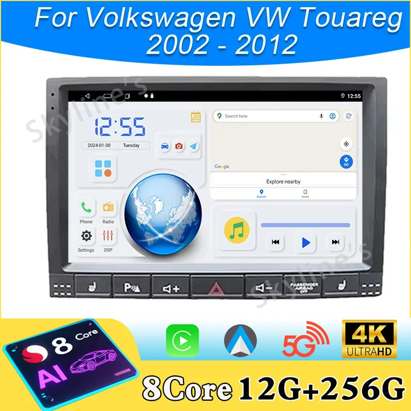 Android 16 For Volkswagen VW Touareg 2002 -1010 2011 2012 Multimedia Navigation GPS Video Auto radio Player Car Stereo unit 5G