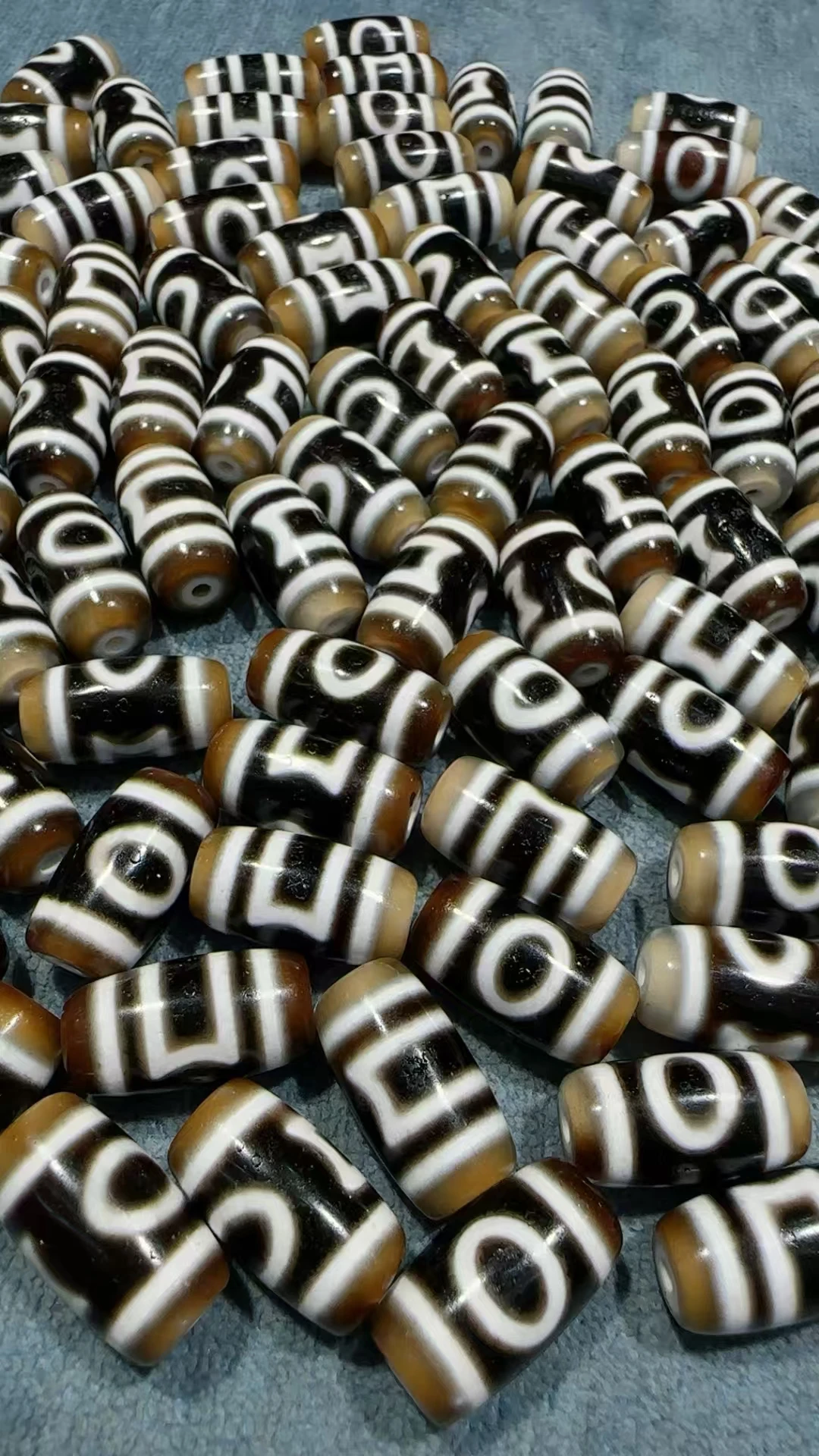 

95pcs/lot 11*20mm Sky and earth Patterns White Hole Natural Agate Ji Powerful Amulet Collectible DIY Beads for Jewelry