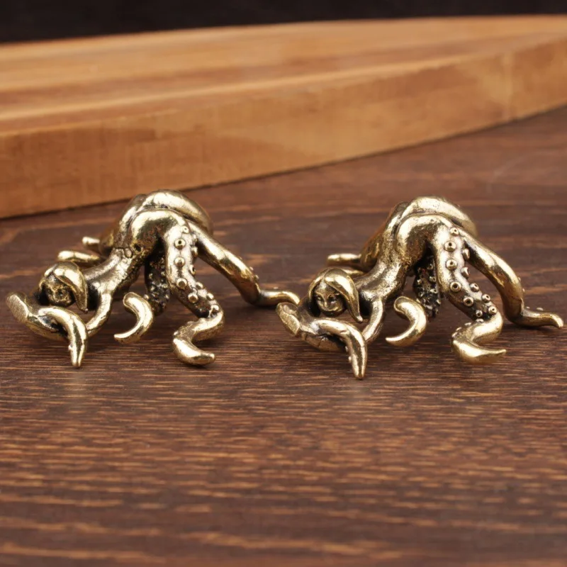 1/2 Pcs Vintage Brass Mermaid Figurine, Handmade Copper Table Decor, Tea Pet Ornament