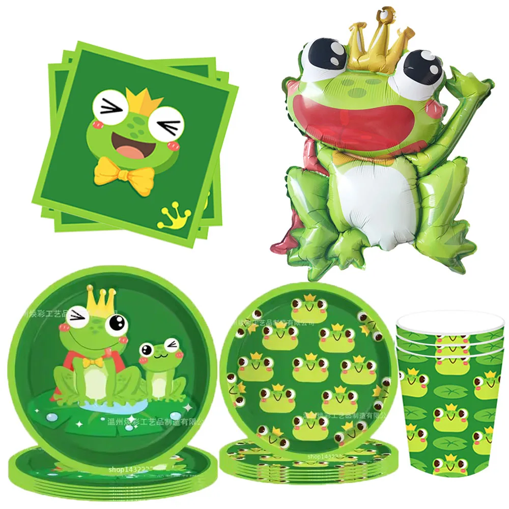 Frog Birthday Decorations Tableware Frog Birthday Party Paper Plate Cup Napkin Green Frog Theme Baby Shower Party Decorations