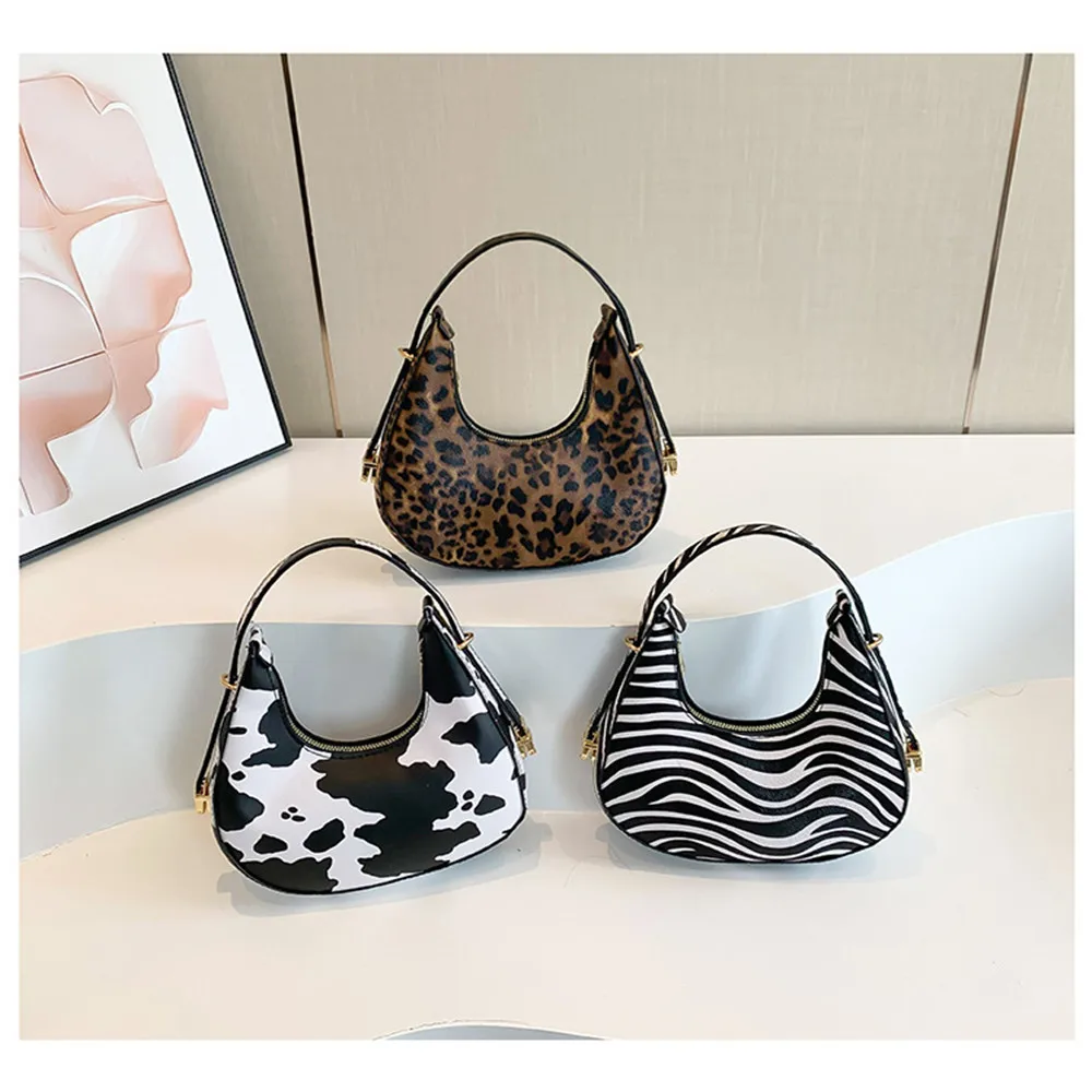 New Cow Pattern Shoulder Bag For Spring/Summer Versatile Women's Bag Personalized Korean Leopard Pattern Underarm Handbag