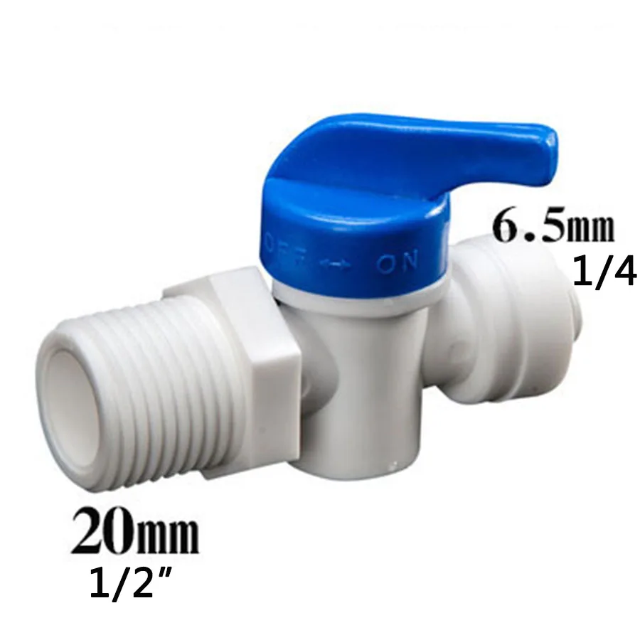 Adaptador de agua de Tubo macho, válvula de bola de alimentación RO, filtro de agua, sistema de ósmosis inversa para grifo purificador de agua, 1/4 '', 1/2'', 1/4, 3/8