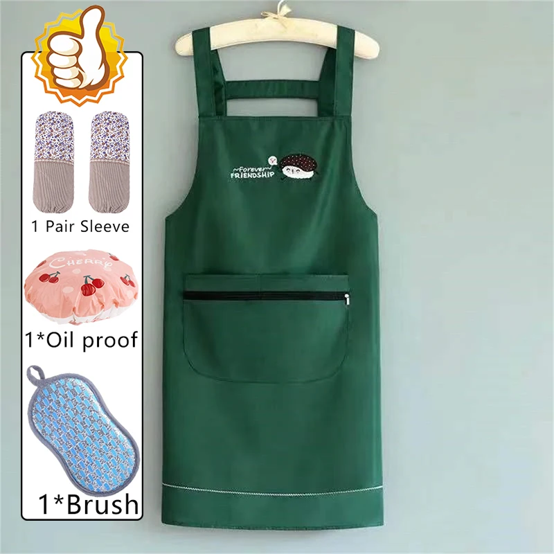 Fashion Thickened Waterproof Apron Cooking Double Back Shoulder Home Kitchen Cooking Printed Gift Men Women Work Clothes Waist