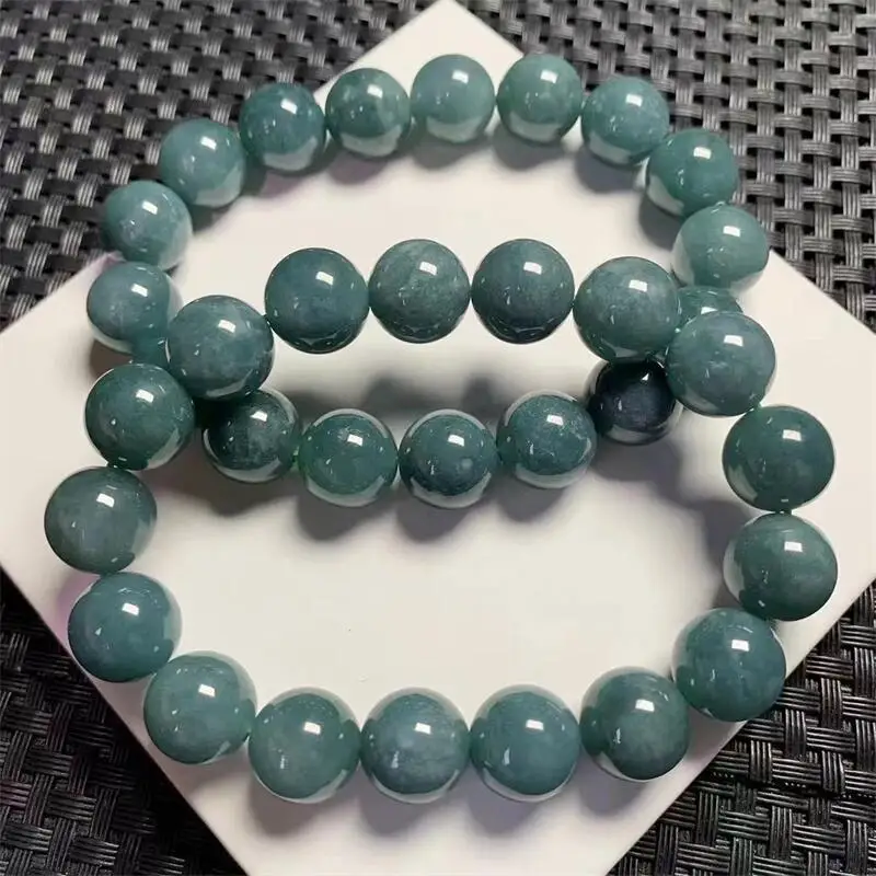 12MM Natural Jadeite Bracelet Charms Handmade Fortune Energy Bangle Mineral Woman Amulet Jewelry Gift 1PCS