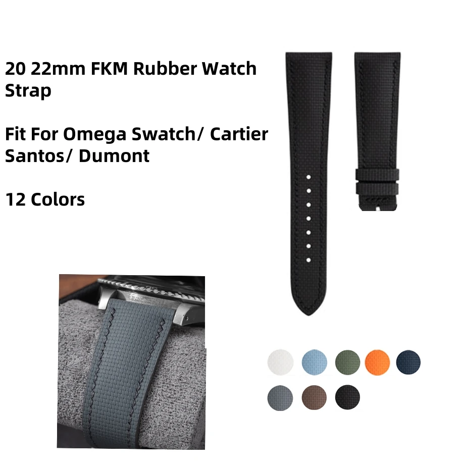 20 مللي متر 22 مللي متر Sailcloth توقيع فلوروروبر حزام ساعة اليد ل أوميغا سواتش رولكس مع كارتييه دبوس مشبك أشرطة ساعات اليد
