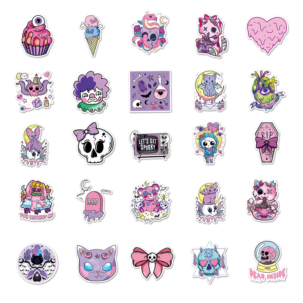 50pcs Vintage Pink Gothic Graffiti Stickers Pack Ipad Phone Stationery DIY Sticker Scrapbooking Supplies Journal Accessories