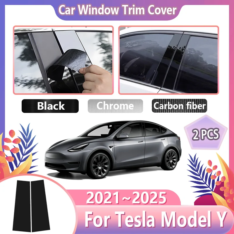 

2PCS Car Window Trim Covers For Tesla Model Y Accessories 2021 2022 2023 2024 2025 Center Column Pillar Tirm Stickers Film Tools