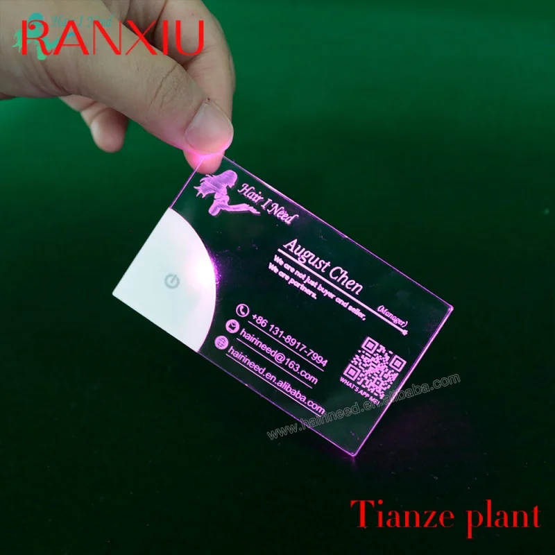 CustomCusto Dign u Acl edding Intion LED Acl Busins Car Printing Laser Engrave Unique Lit up Busins Card