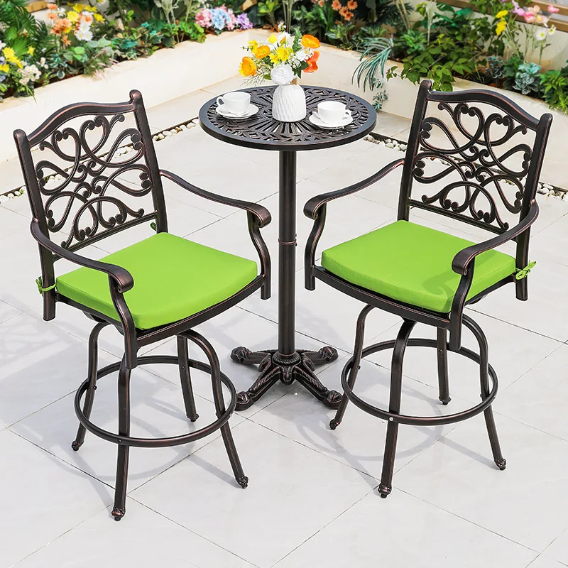 Outdoor Dining Table and Chairs Swivel Chairs Commercial Street Milk Tea Shop Hotel Open-air Cast Aluminum Tables and Chairs