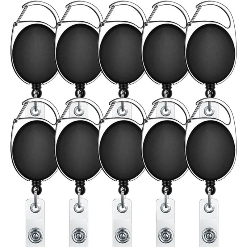 

10pcs Retractable Badge Holders Retractable ID Badge Clips Badge Reels Retractable with Carabiner Reel Clip