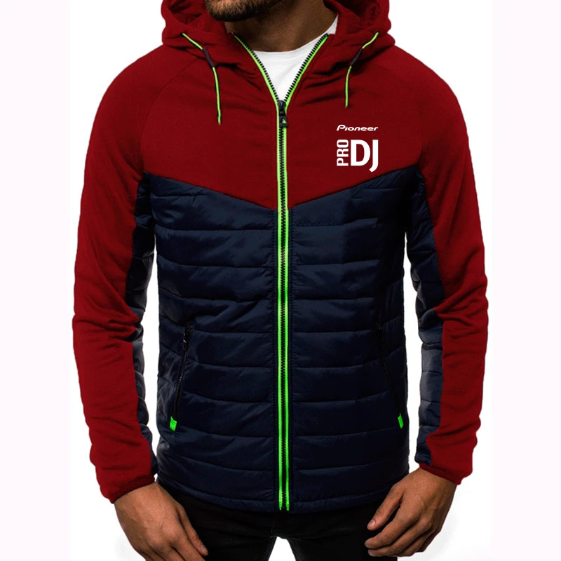 Pioneer Pro DJ-Chaqueta de plumas con cremallera para hombre, capucha con Logo personalizable, cálida, para Otoño e Invierno