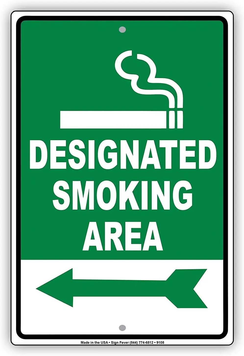 Warning Sign Designated Smoking Area Left Pointer Direction Way Smokers Informational Road Sign Business Sign es Tin Metal Tin S