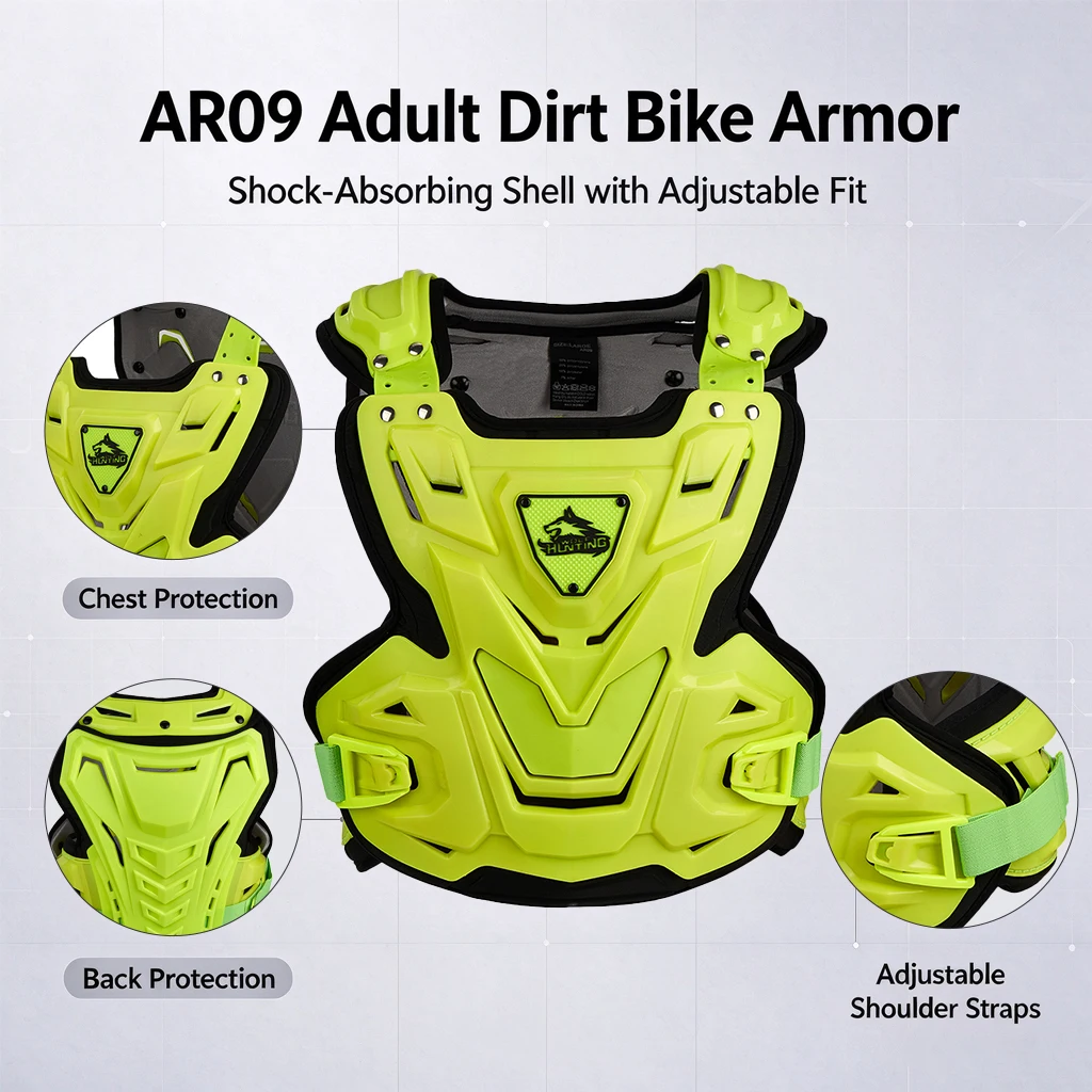 Wolf Hunter Breathable Motorcycle Anti‑Fall Body Armor OffRoad Vest Chest Back Support Protector ATV Protective Gear shockproof