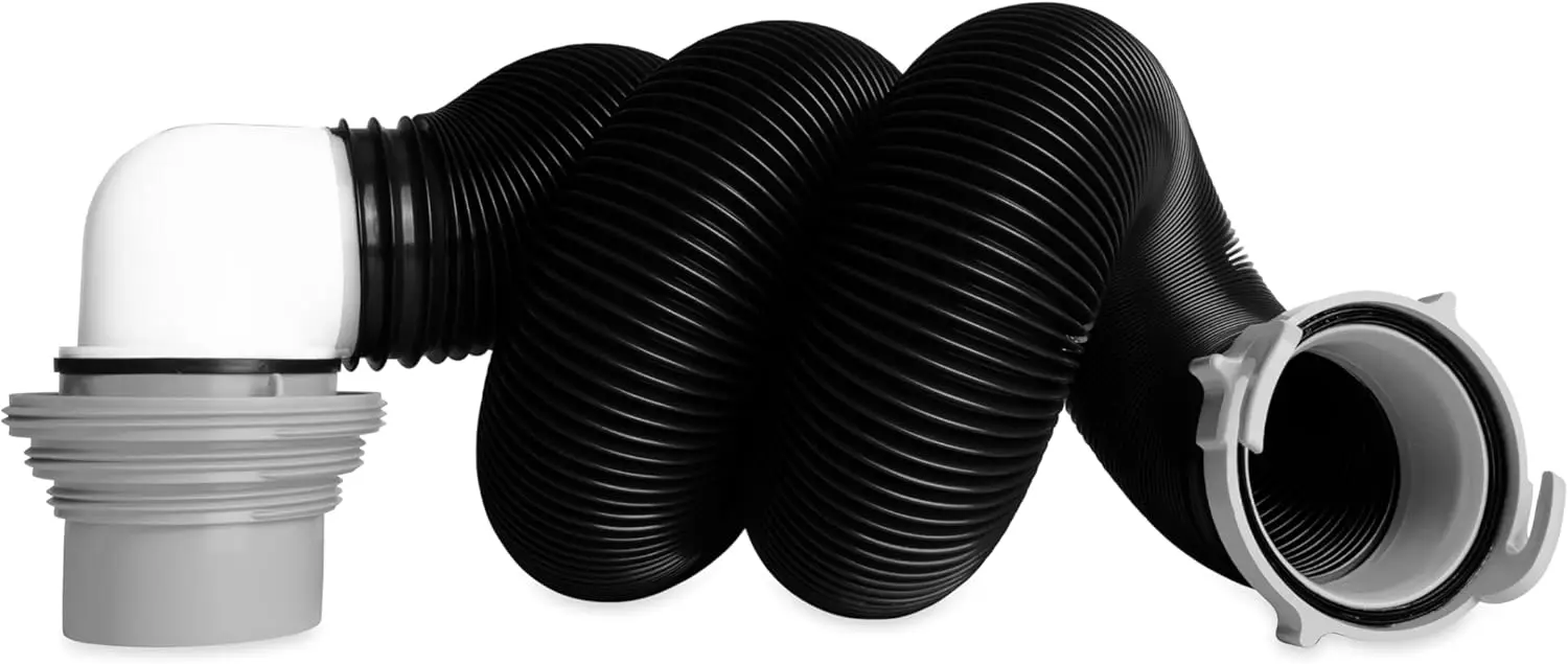 

RV Sewer Kit - Features Pre-Attached Fittings, a 10-Foot Sewer Hose, Translucent Sewer Elbow with 4-in-1 Adapter, and More