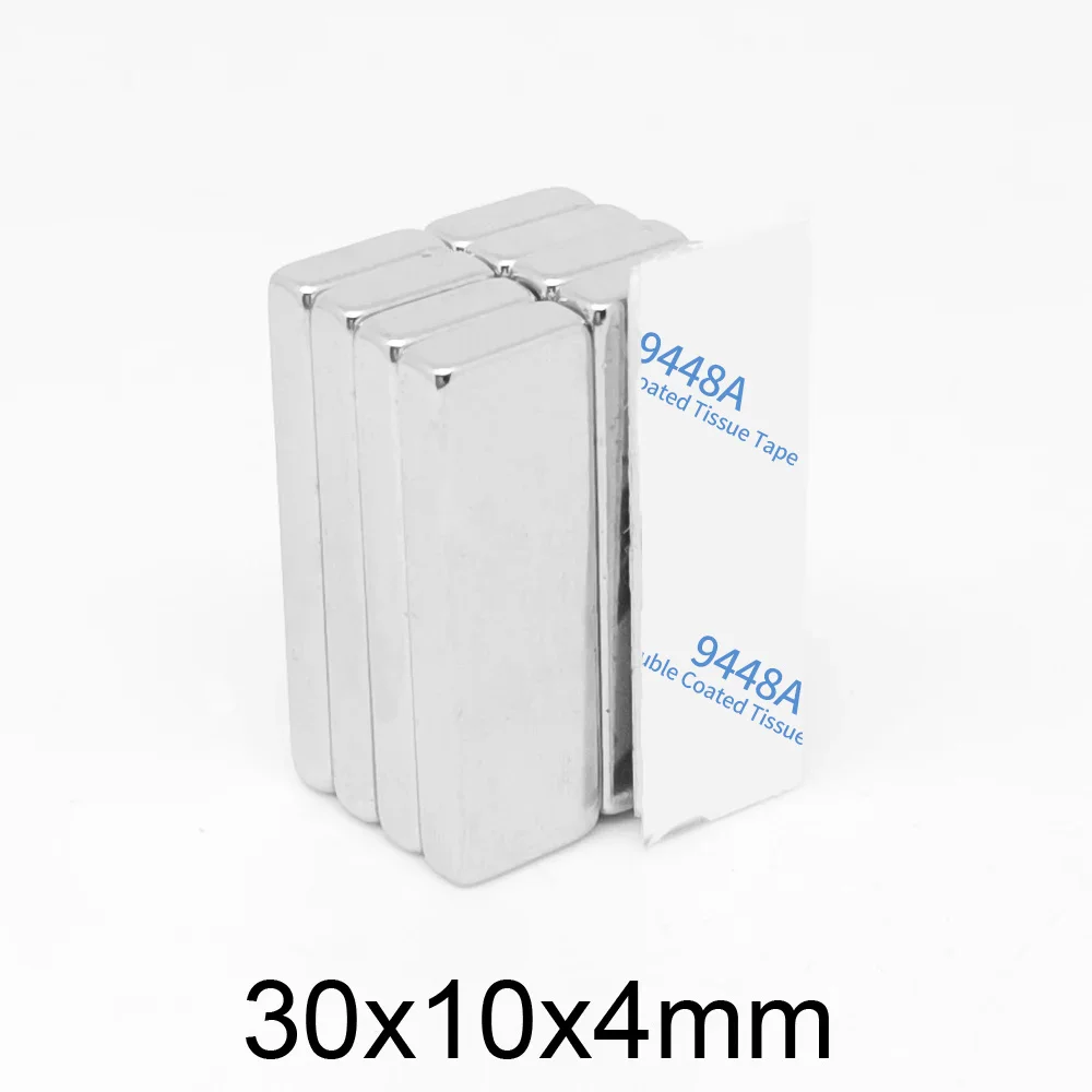 2/5/10/20/30/50PCS 30x10x4 Block Search Magnet Two Side With 3M Tape 30x10x4mm Quadrate Rare Earth Neodymium Magnet 30*10*4 image 3