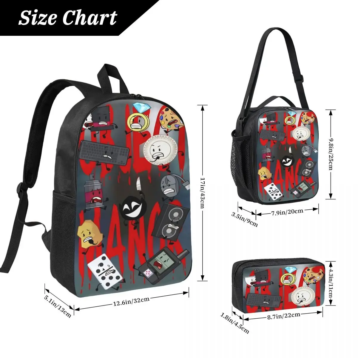 The Nightly Manor Backpack Lunch Box Pencil Boxes for Boys Girls Backpacks Cute Schoolbag Bookbag Set