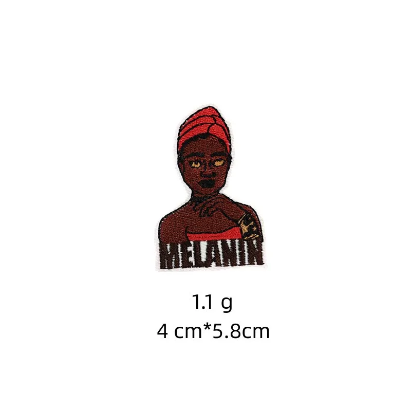 African Girl Patch Black head singer Embroidered Patches For Clothing Iron on Patches Badges DIY Decoration Clothes Stickers