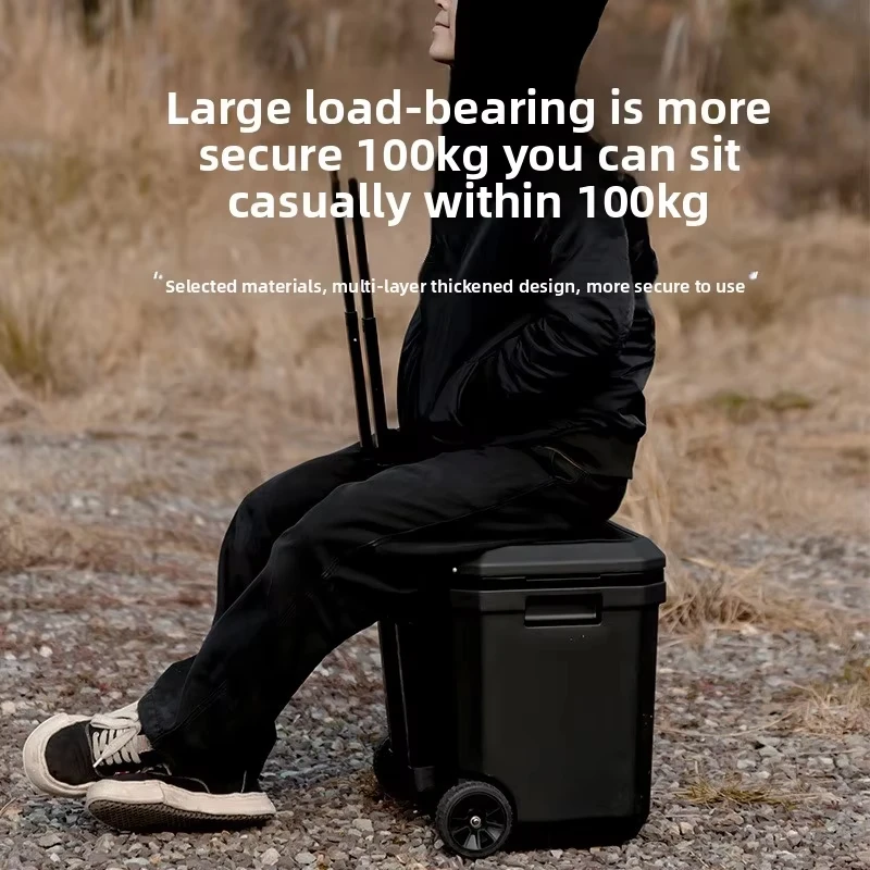 

Outdoor Ice Box Large Capacity Portable Wheeled Cooler Insulated Ice Box for Cooling Fishing Picnics Camping Fresh Food Storage