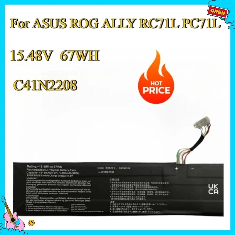 

Новый аккумулятор для портативного аккумулятора ASUS ROG ALLY поколения RC71L PC71L C41N2208 67WH