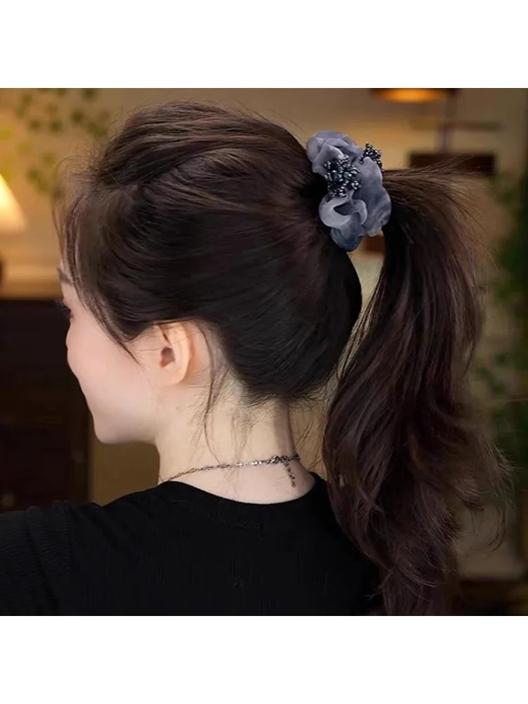 Neues Organza-Haargummi für Damen, Pferdeschwanz-Haarband, großes Scrunchie, Haar-Accessoires, Haargummis, Stirnband