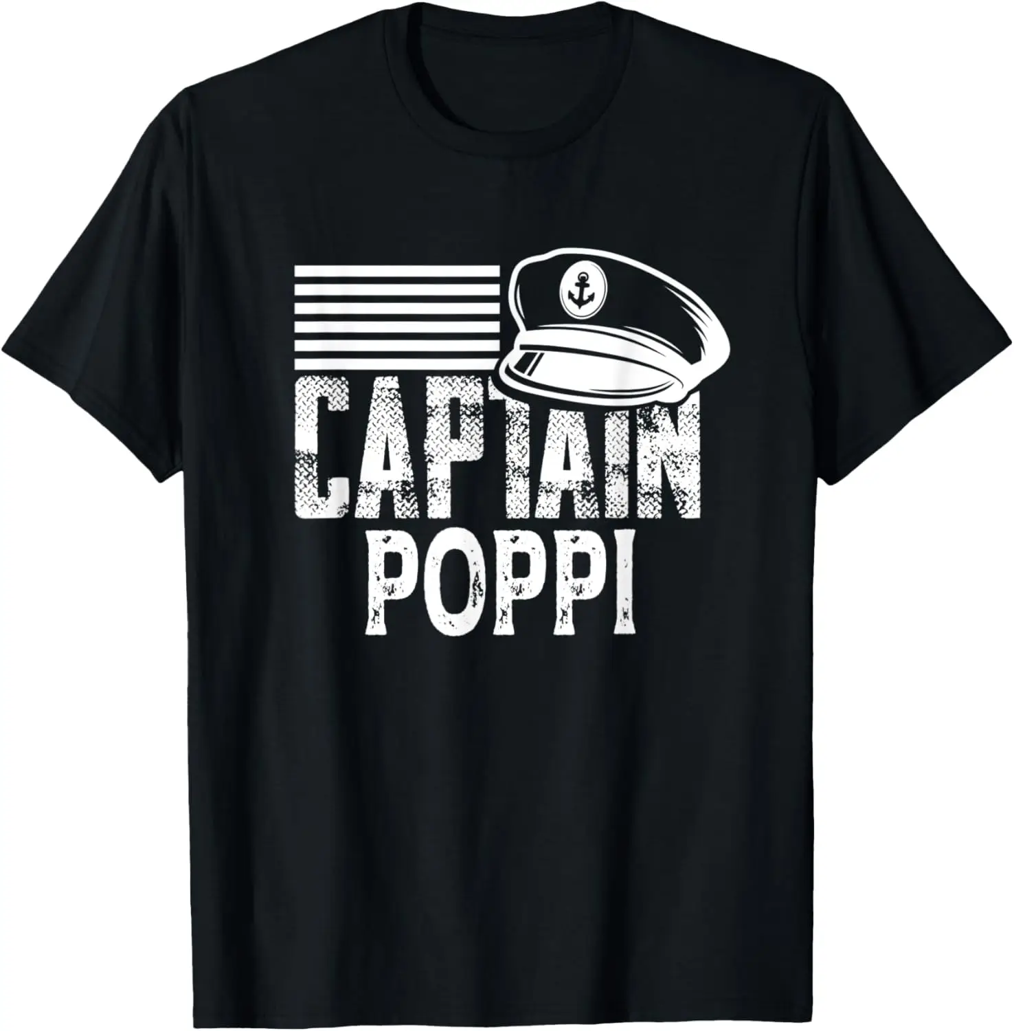 

Mens Captain Poppi - Sailing Captain Hat Boat Owner Boating T-Shirt