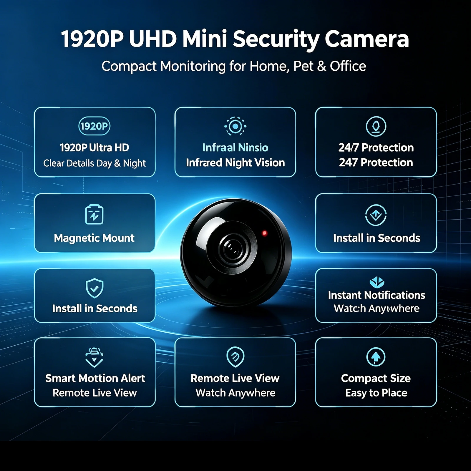 Mini Security Camera Wireless WiFi - Magnetic Small Indoor Camera with IR Night Vision, Motion Detection Alert, Loop Recording, Built-in Battery, Remote App Viewing for Home Office Pet Baby Monitorin