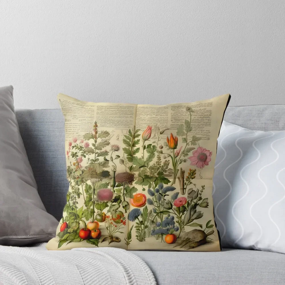 Old Plant Drawings of Horticulture and Botany Throw Pillow pillow pillowcase Sofa Covers pillow