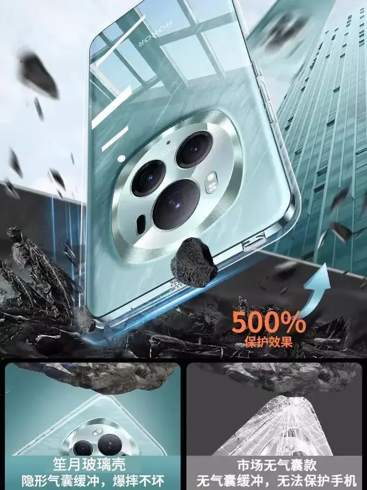 360 Tempering Glass Case For Honor Magic 5 6 7 Pro Metal Magnetic Double Sided Glass Cover Magic 7 6 5 Pro Lens Protector Coque