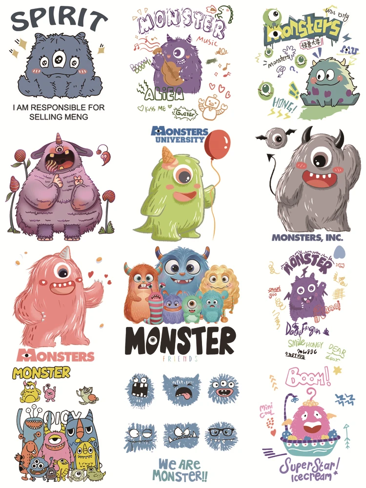 Funny Monsters Inc toppe per abbigliamento cucito fai da te per bambini adesivi in vinile applicazioni di stiratura