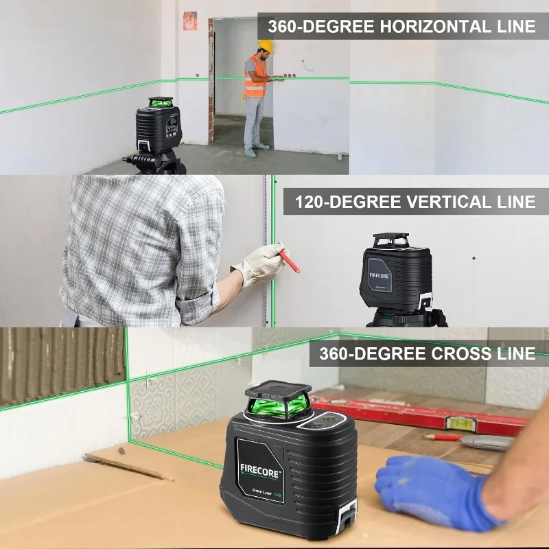 360 ° Lasern iveau mit Stativ, grünes selbst nivellieren des Cross-Line-Laser werkzeug mit 3 Helligkeits anpassungs impuls modus für Bodenfliesen