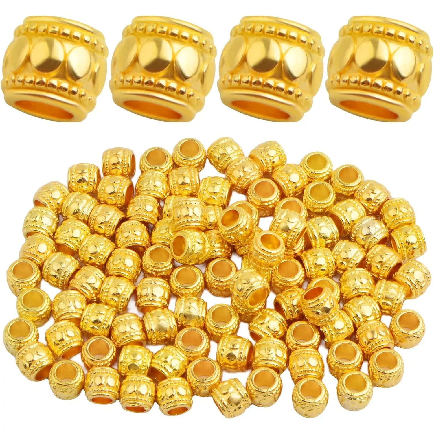 

100 шт. круглые бусины-разделители из сплава, трубчатые колонны, свободные бусины, объемные металлические прокладки, аксессуары ручной работы для изготовления браслетов своими руками, ювелирных изделий