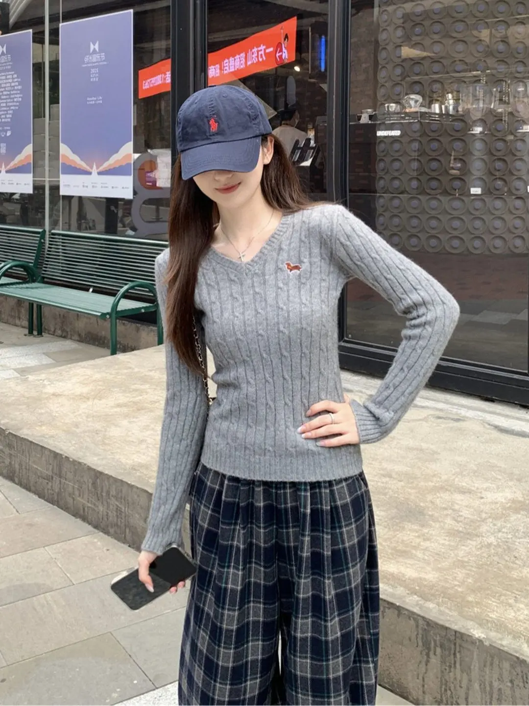 Outono inverno 2026 feminino fino ajuste v-ne malhas bordadas coreano sle macio elástico longo sve base irt innerwear