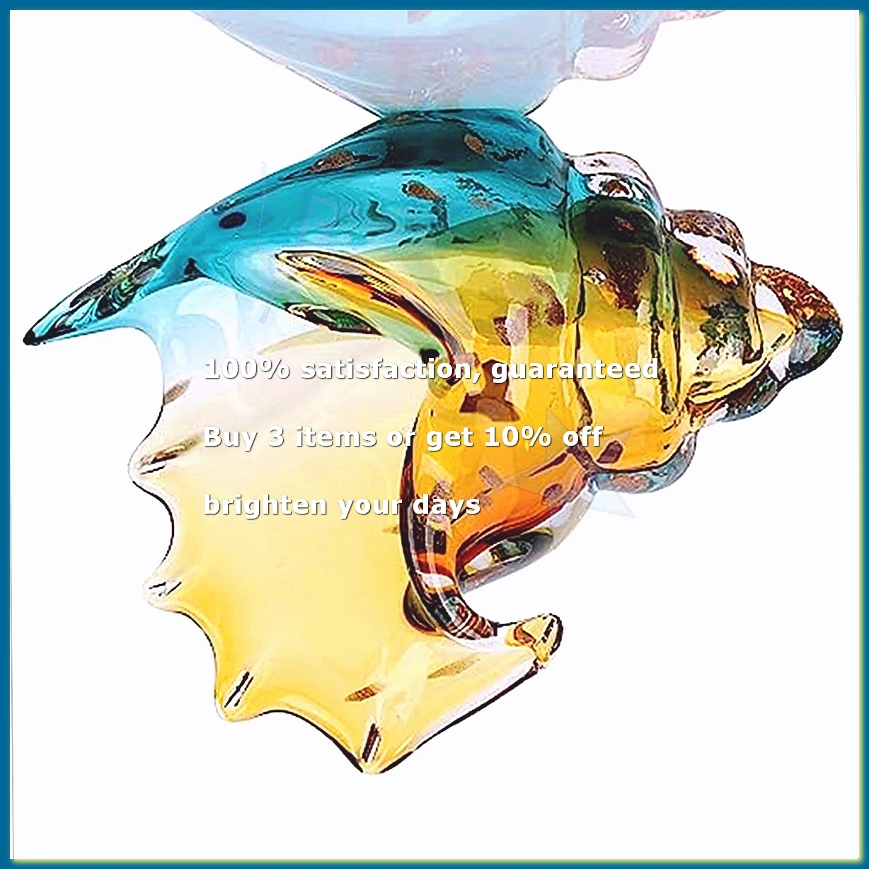 ●Hand Blown Glass Conch Statue, Glass Art Figurine, Home Decor with Sea Shells, Bookcase Decoration