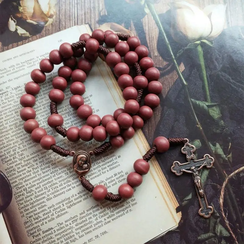Jesus Prayer Beads Rosary Necklaces Pendant Catholic Religious Necklaces for Men Women Jewelry Gift Charm