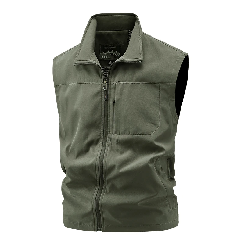 Men Outdoor Cargo Breathable Sleeveless Vest Mens Tactic Casual Fish Vests Coats Man Pockets Sport Loose Cardigan Vest Waistcoat