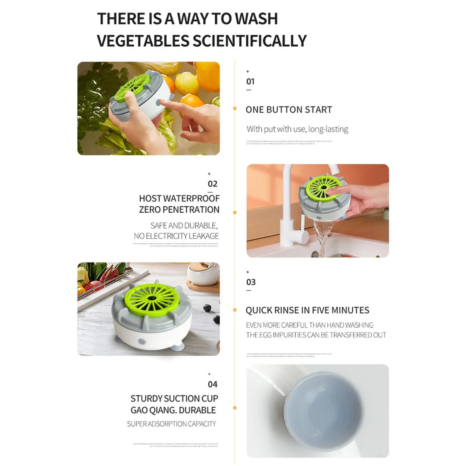 

Fruit and Vegetable Cleaning Machine Waterproof Household for Picnic RV Home
