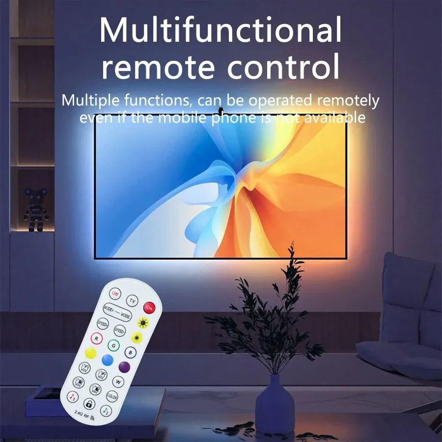 Ammtoo 3 Meter RF Remote Control+Bluetooth APPTV Synchronous Color Selection RGB Illusion TV Light With Pickup LED Light