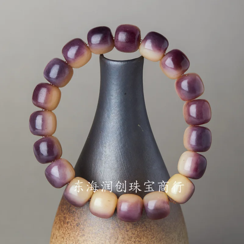 Natural camel bone bracelet with purple blood , smooth as jade, full of veins, perfect for gifting, personal collection, or