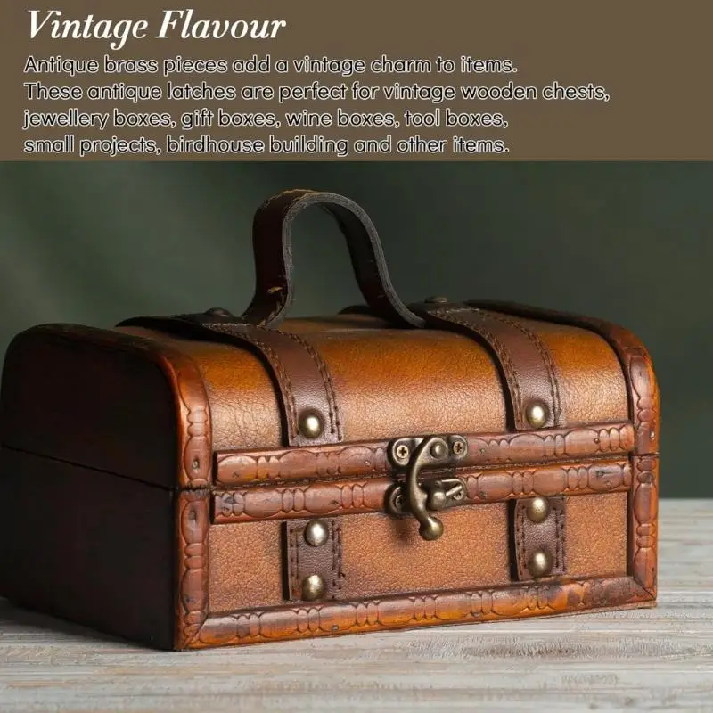 أقفال معدنية عتيقة، مفصلات زخرفية، بما في ذلك براغي التثبيت، تركيب بسيط لترميم خزانة الخشب M4YD #1