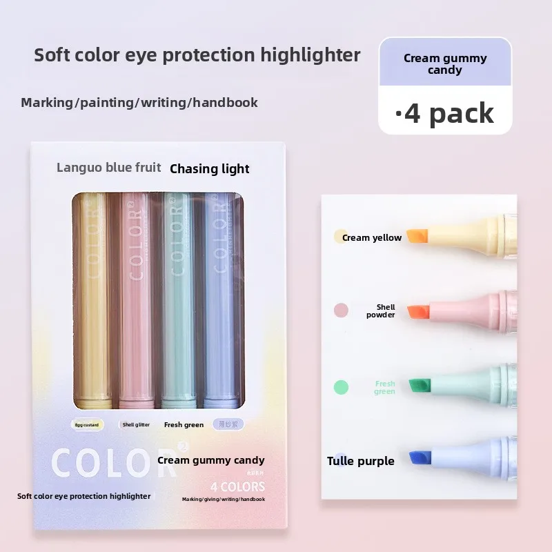 Kawaii قلم تحديد للملاحظة لطيف ألوان الباستيل القرطاسية أقلام خطاط (ماركر) الطلاب المجلات اللوازم المدرسية هدية فكرة