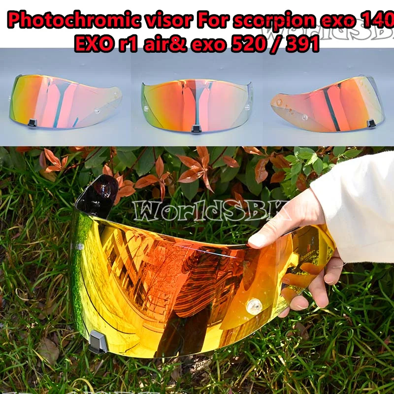 Photochromic Visor for Scorpion Exo 1400 Carbon, R1 Air & EXO 520 391 Motorcycle Helmet Lens Plating Uv Protection Faceshield image 2
