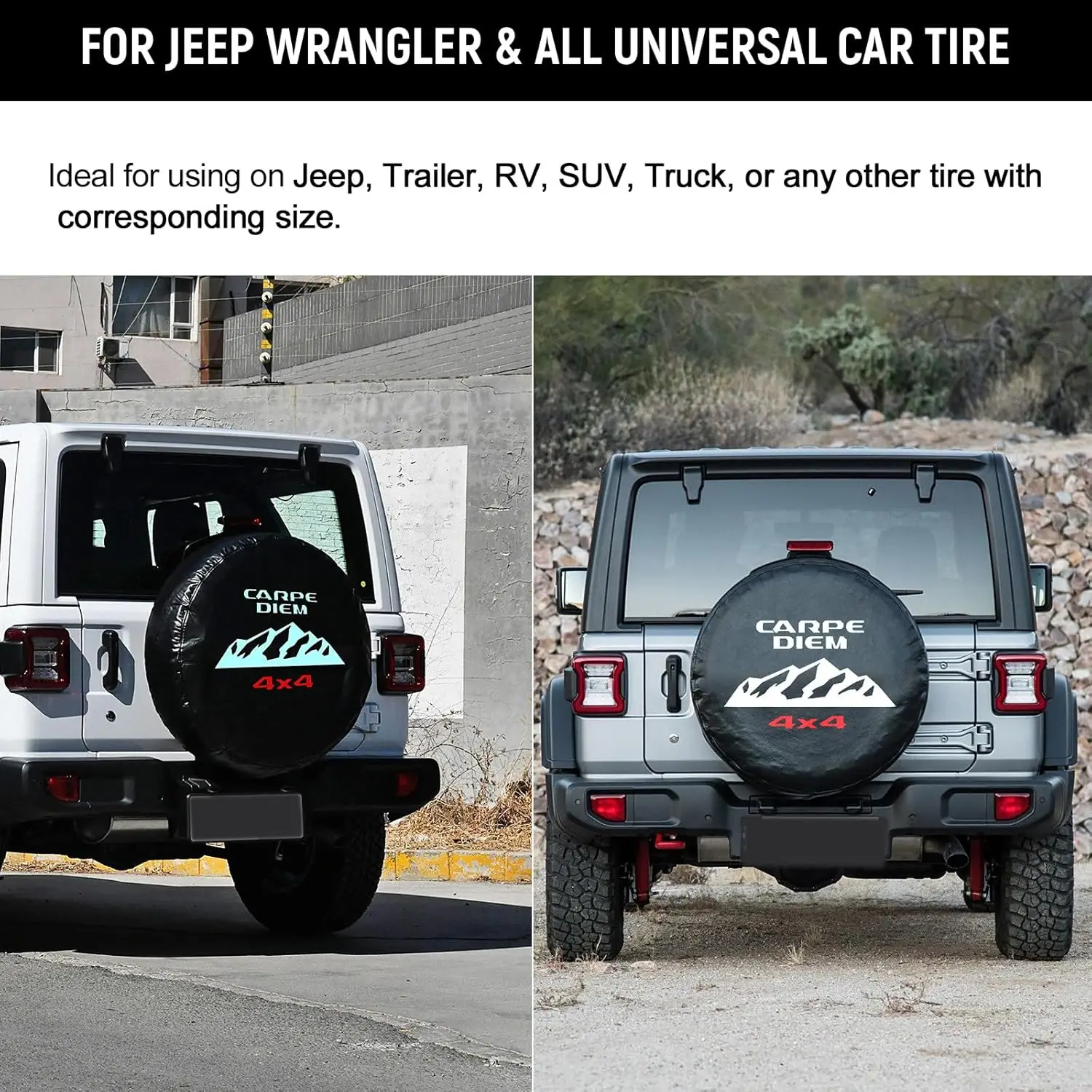 17 Inches Spare Tire Cover Universal Fit for Jeep Wrangler Rv SUV Truck Trailer Vehicles Back Wheel Cover Storage Bag Protector