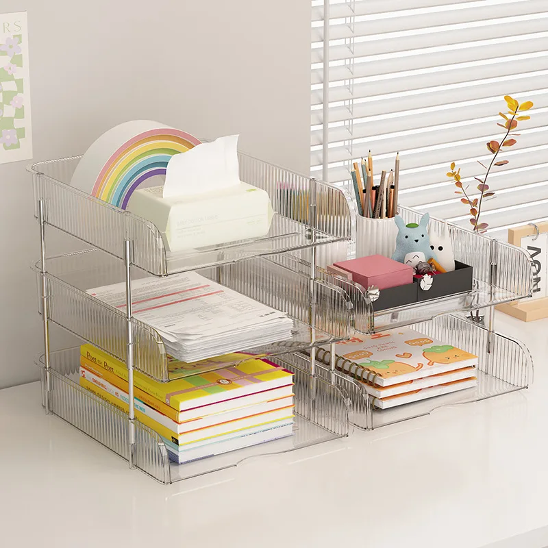Book storage rack desk rack desktop storage box thickened multi-layer acrylic dormitory storage artifact