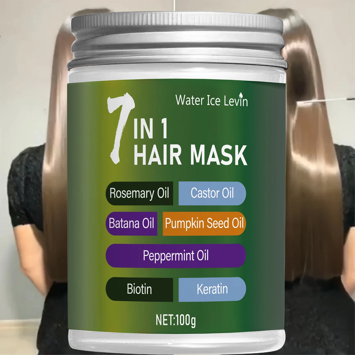 Mascarilla Capilar 7 en 1 con Biotina y Queratina - Complejo de Aceites Vegetales: Hidratación y Brillo - Control de Frizz + Cuero Cabelludo