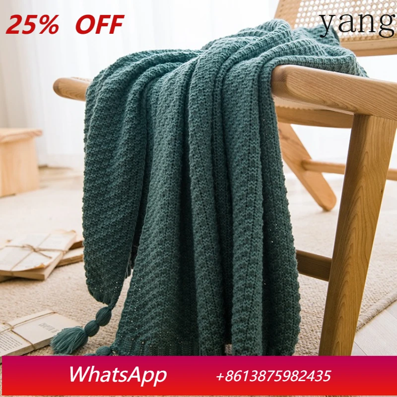 

LH Handmade Blanket Leisure Office Tassel Sofa Blanket Simple Bedside Blanket