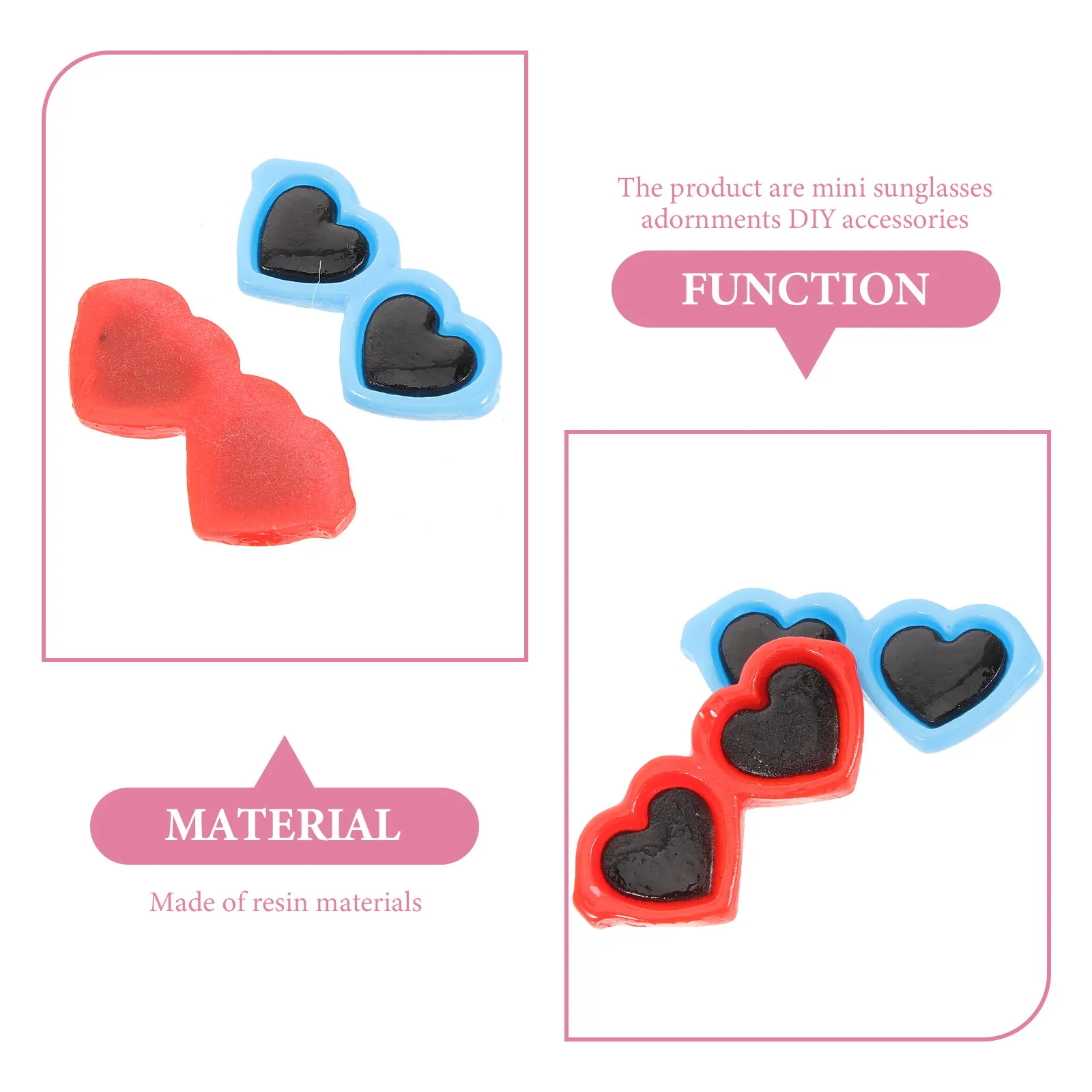 80pcs Mini Sunglasses Bead Accessories Craft Resin Charms Cartoon Glasses Embellishments Wear Resistant Delicate Design Home