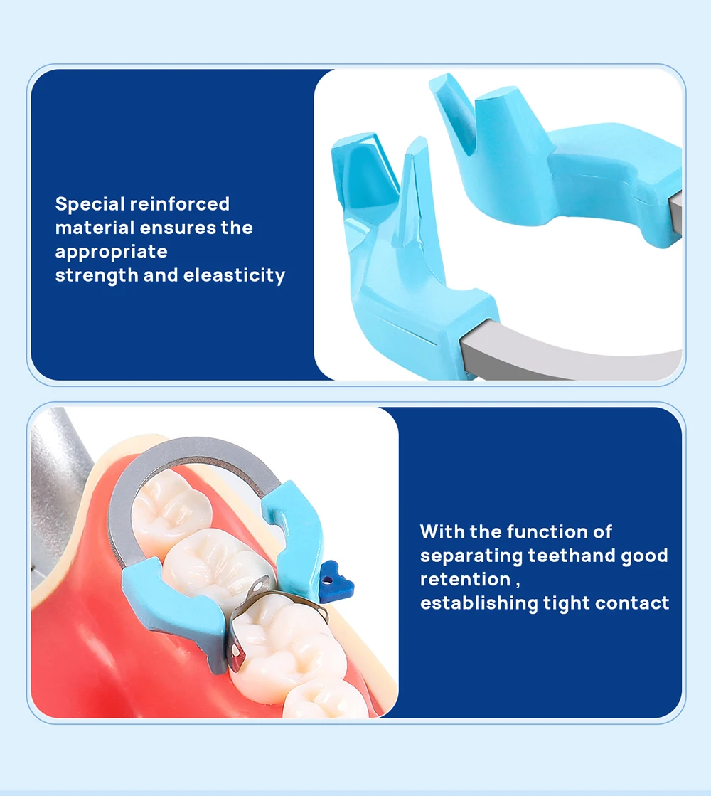3-teiliges AZDENT Dental-Sektionsmatrizesystem, Matrizen, Clip-Ring, konturierte Matrizenbänder, Titan-Klemmring, universell schmal, tief – Detail 3