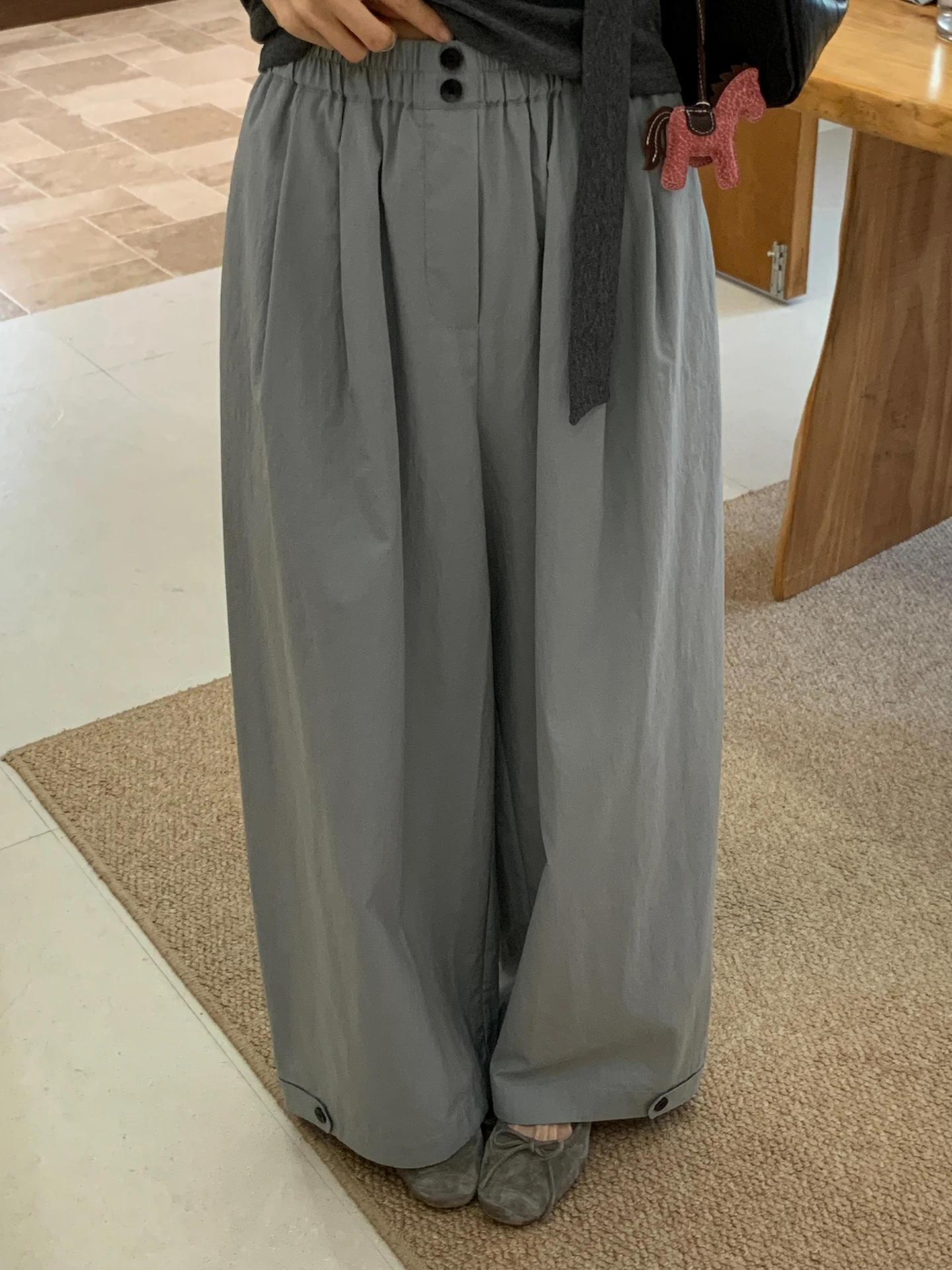 

High Waist Loose Casual Pants Women's Summer New Minimalist Style Blue Fogproof Drapey Balloon Pants Meat Concealing