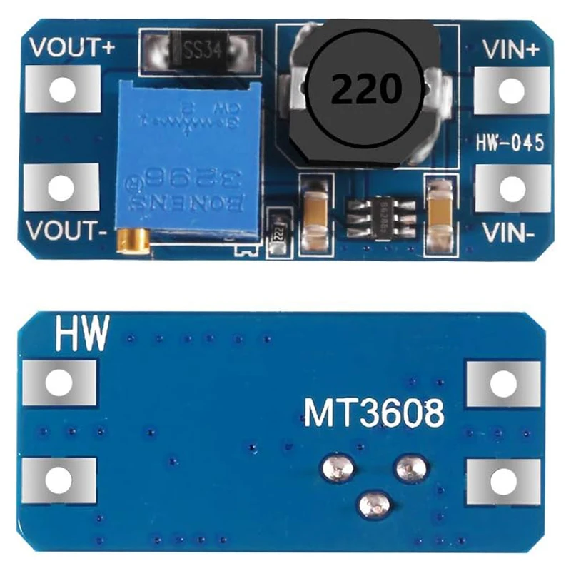 10 шт. MT3608 DC-DC повышающий преобразователь 2A регулируемый повышающий модуль плата регулятора напряжения 2 В-24 В до 5/9/12/28 В для Arduino